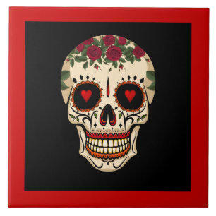 Azulejo De Cerâmica Dia do crânio inoperante do açúcar