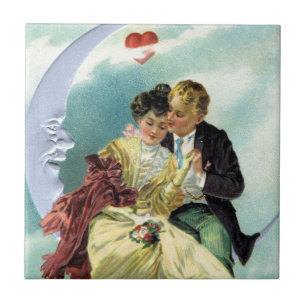 Azulejo De Cerâmica Dia dos Namorados Vintage Vitoriano Amor e Romance