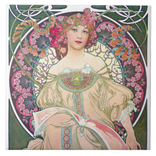 Azulejo De Cerâmica Dia dos Sonhos (Primavera), Mucha