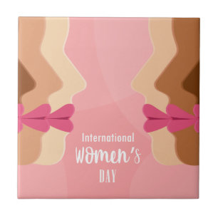 Azulejo De Cerâmica Dia Internacional das Mulheres Rosa