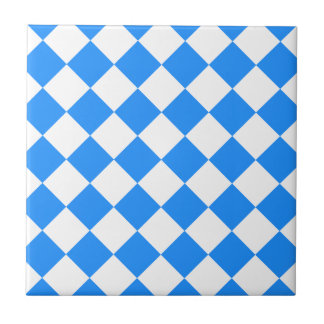 Azulejo De Cerâmica Diag Checkered - branco e azul