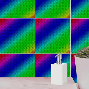 Azulejo De Cerâmica Diag Gradient Floral Padrão Azul Verde