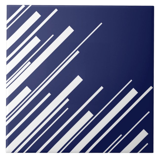 Azulejo De Cerâmica Diagonais - Azul e Branco (Frente)