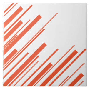 Azulejo De Cerâmica Diagonais em Laranja e Branco