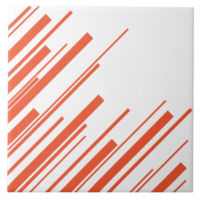 Azulejo De Cerâmica Diagonais em Laranja e Branco (Frente)