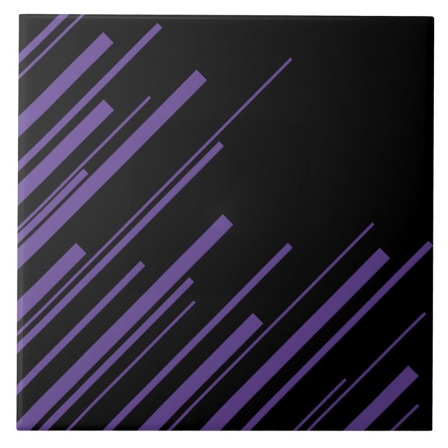 Azulejo De Cerâmica Diagonais em Roxo e Preto (Frente)