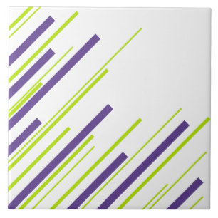 Azulejo De Cerâmica Diagonais em Verde limão e Roxo
