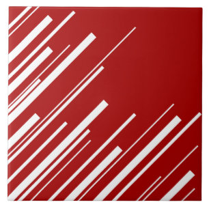 Azulejo De Cerâmica Diagonais em Vermelho e Branco
