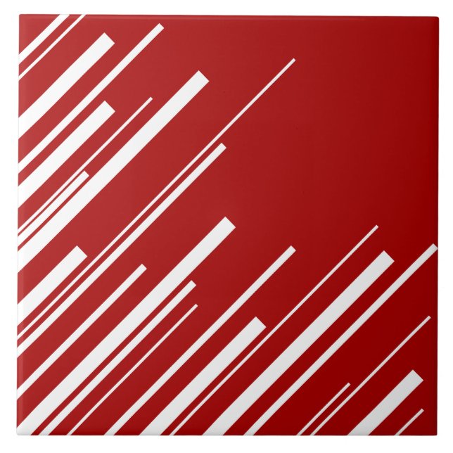 Azulejo De Cerâmica Diagonais em Vermelho e Branco (Frente)