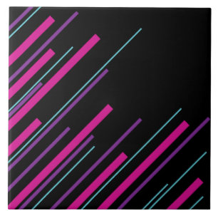 Azulejo De Cerâmica Diagonais - Rosa, Púrpura, Azul e Preto