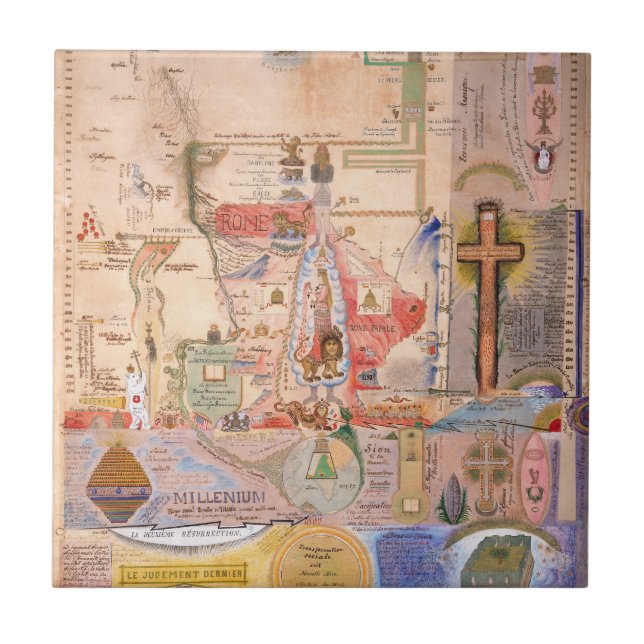 Azulejo De Cerâmica Diagrama do Apocalipse por Henry Dunant (Frente)