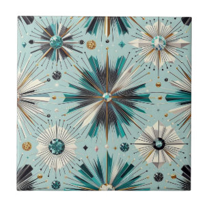 Azulejo De Cerâmica Diamante Azul Meados do Século Moderno 