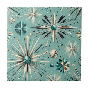 Azulejo De Cerâmica Diamante Azul Meados do Século Moderno