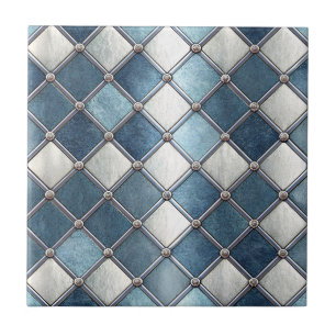 Azulejo De Cerâmica Diamante Azul Metálico - Geométrico Industrial