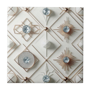 Azulejo De Cerâmica Diamante Branco Moderno de Meados do Século 