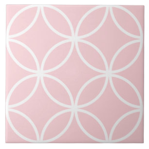 Azulejo De Cerâmica Diamante cor-de-rosa e branco de Millenial das