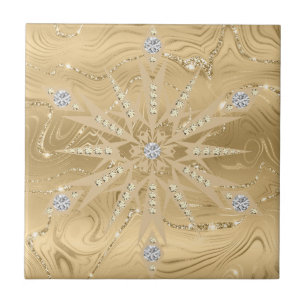 Azulejo De Cerâmica Diamante de Floco de Neve Dourado de luxo