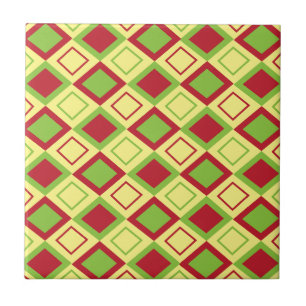 Azulejo De Cerâmica Diamante Geométrico Vermelho Verde