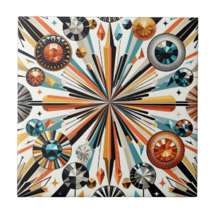 Azulejo De Cerâmica Diamante Laranja Meados do Século Moderno