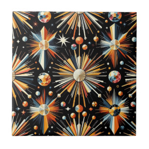 Azulejo De Cerâmica Diamante Laranja Moderno Meados do Século 