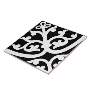 Azulejo De Cerâmica Diamante Orientado Abstrato Preto e Branco Estilos