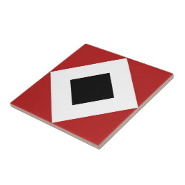 Azulejo De Cerâmica Diamante Preto, Borda Branca Negrito em Vermelho