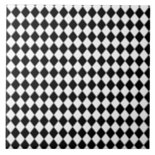 Azulejo De Cerâmica Diamante Preto e Branco com Padrão Argyle