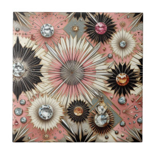 Azulejo De Cerâmica Diamante Rosa Meados do Século Moderno 
