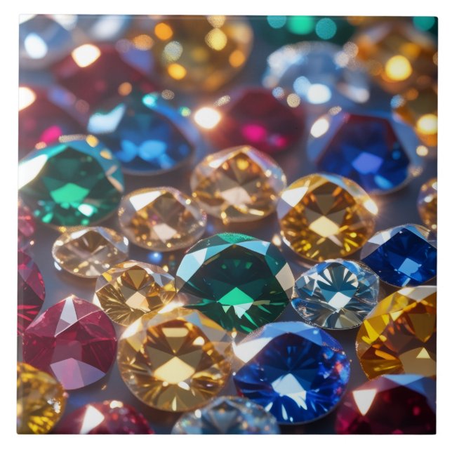 Azulejo De Cerâmica Diamantes De Muitas Cores (Frente)