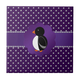 Azulejo De Cerâmica Diamantes extravagantes do roxo do pinguim