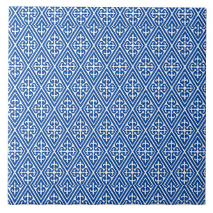 Azulejo De Cerâmica Diamantes medievais do damasco, azuis cobaltos