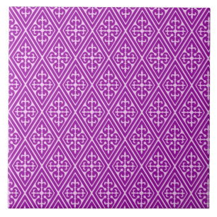 Azulejo De Cerâmica Diamantes medievais do damasco, roxo amethyst