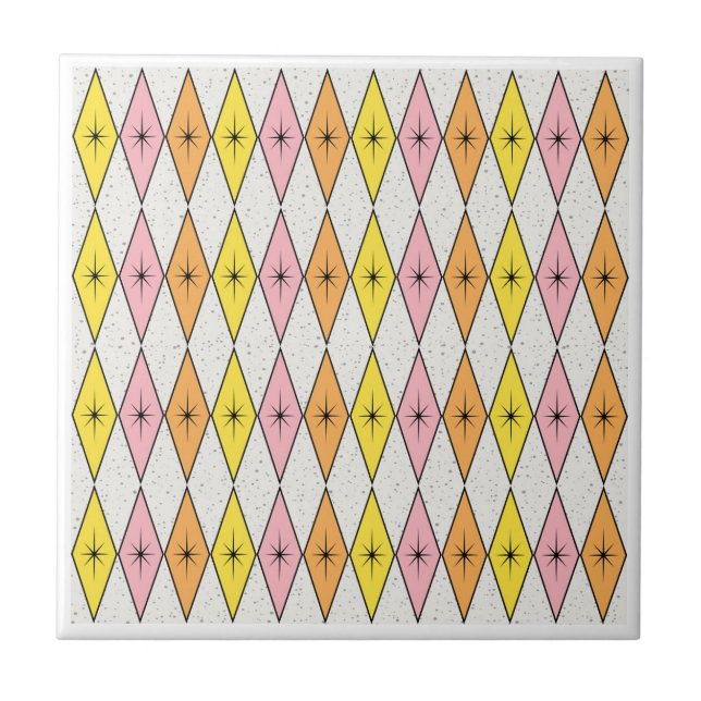 Azulejo De Cerâmica Diamantes Modernos do meio século 2 (Frente)