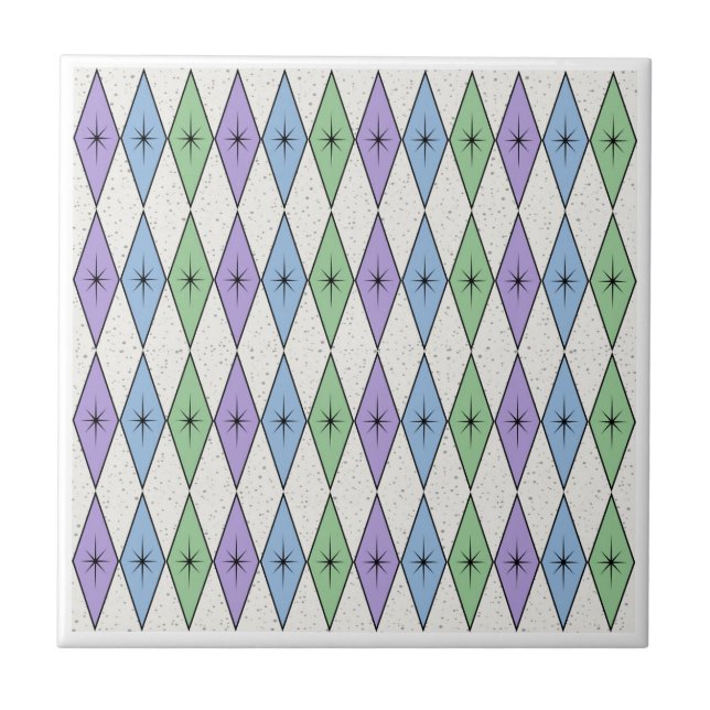 Azulejo De Cerâmica Diamantes Modernos do meio século 3 (Frente)