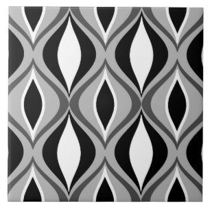 Azulejo De Cerâmica Diamantes modernos, preto, branco e cinzas do meio