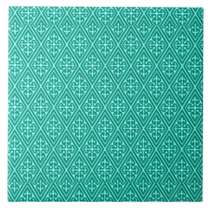 Azulejo De Cerâmica Diamantes, turquesa e aqua medievais do damasco