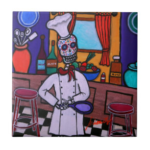 Azulejo De Cerâmica Diâmetro de los Muertos Cozinheiro chefe