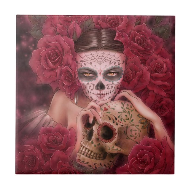 Azulejo De Cerâmica Diâmetro de los Muertos Telhar (Frente)