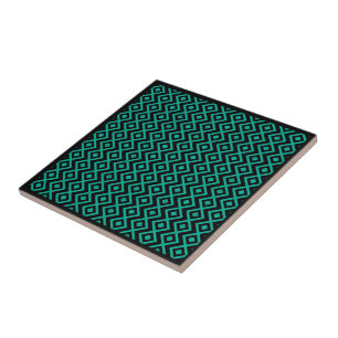 Azulejo De Cerâmica Diamond Moldou Harlequin Padrão Turquesa Negra