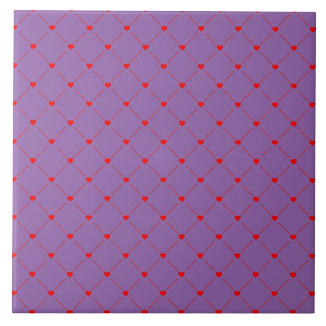 Azulejo De Cerâmica Diamond Shaped Red Heart & Line Art (Frente)