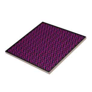 Azulejo De Cerâmica Diamond Shaple Harlequin Padrão Preto Rosa Quente