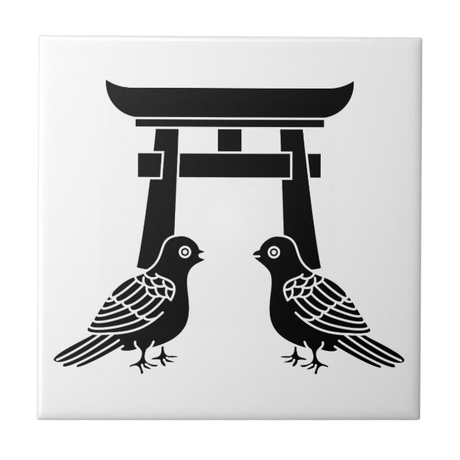 Azulejo De Cerâmica Diante das pombas e Torii (Frente)