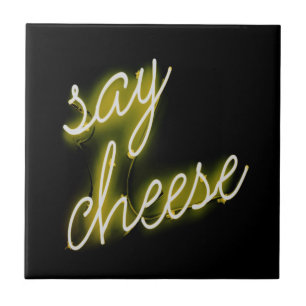 Azulejo De Cerâmica Diga Luzes de Neon de Queijo