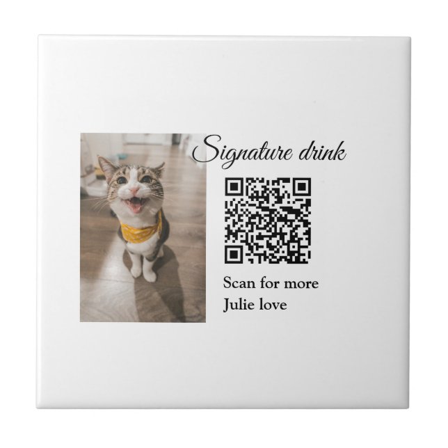 Azulejo De Cerâmica Digitalização de bebida de assinatura Código QR ad (Frente)