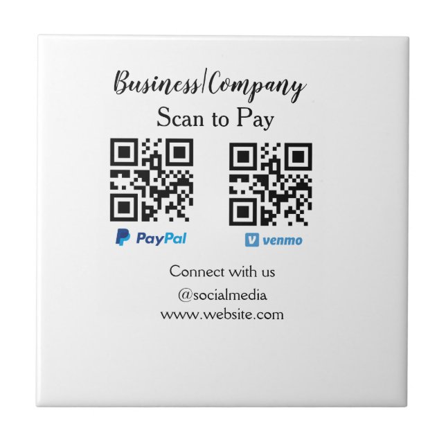 Azulejo De Cerâmica Digitalizar para pagar q r code paypal venmo adici (Frente)