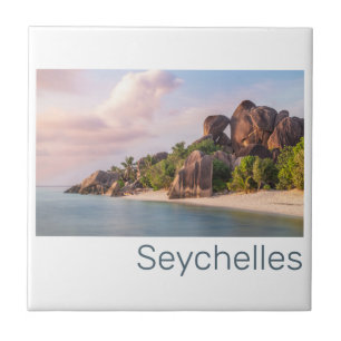 Azulejo De Cerâmica Dígito Seicheles La Digue Vintage Sunset Holiday G