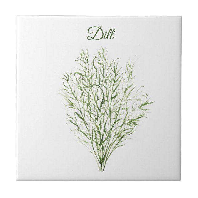 Azulejo De Cerâmica Dill Herb Greenery Kitchen Culinary Green Plant (Frente)
