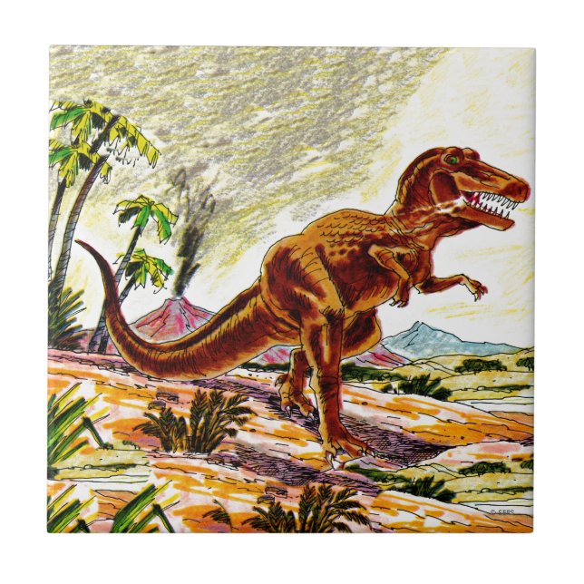 Azulejo De Cerâmica Dinossauro de Rex do tiranossauro (Frente)