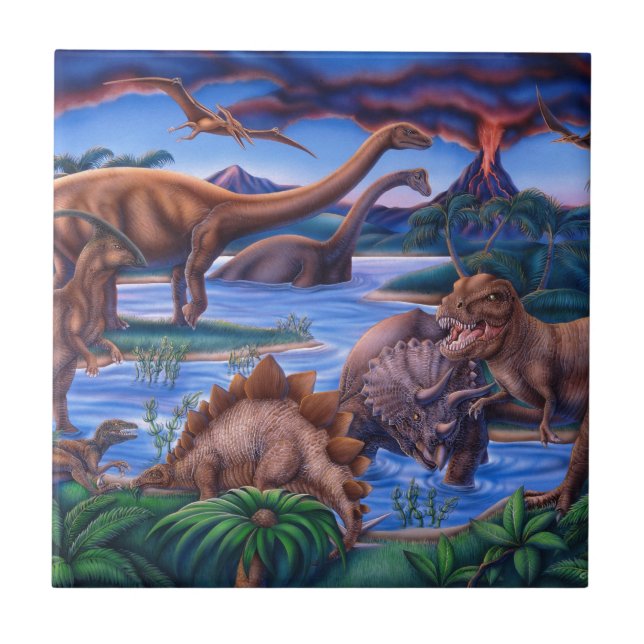 Azulejo De Cerâmica Dinossauros (Frente)