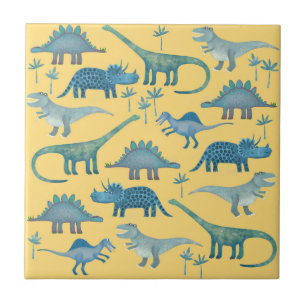 Azulejo De Cerâmica Dinossauros Amarelo e Azul-Cons
